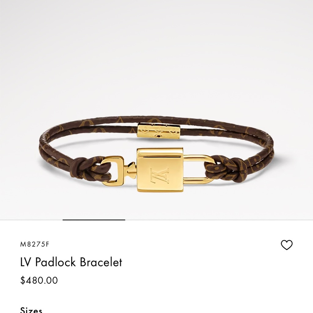 Louis Vuitton Gold and Brown Padlock Bracelet